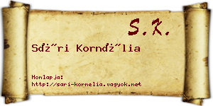 Sári Kornélia névjegykártya
